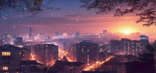 日韩一区经典韩剧精选封面，首尔夜景为背景的都市爱情剧海报，暖光氛围感强烈
